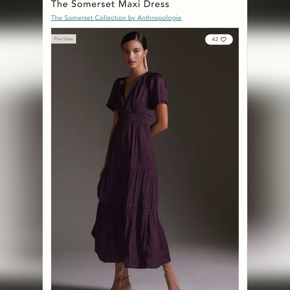 Anthropologie Somerset Maxi Dress Silky Satiny Dark Purple Size XS New With Tags